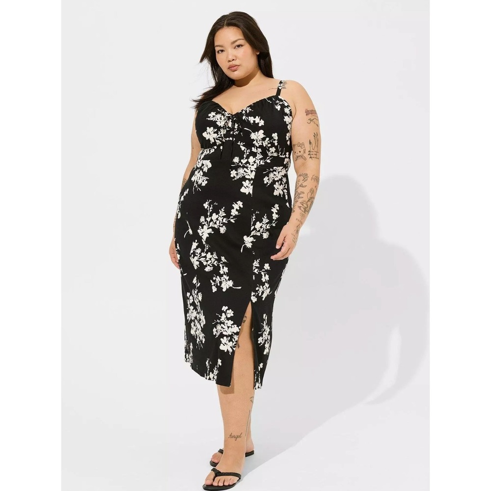 Torrid Tea Length Stretch Challis Slit Dress